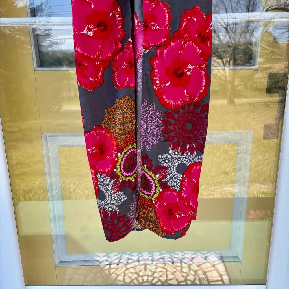 True Destiny Floral Kimono Dress Under Short Cape Skirt w/ Tie Waist Size Medium - Picture 15 of 16